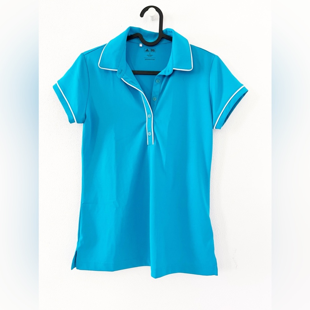 Adidas Blue Polo Shirt with White Trim – Women’s Size S